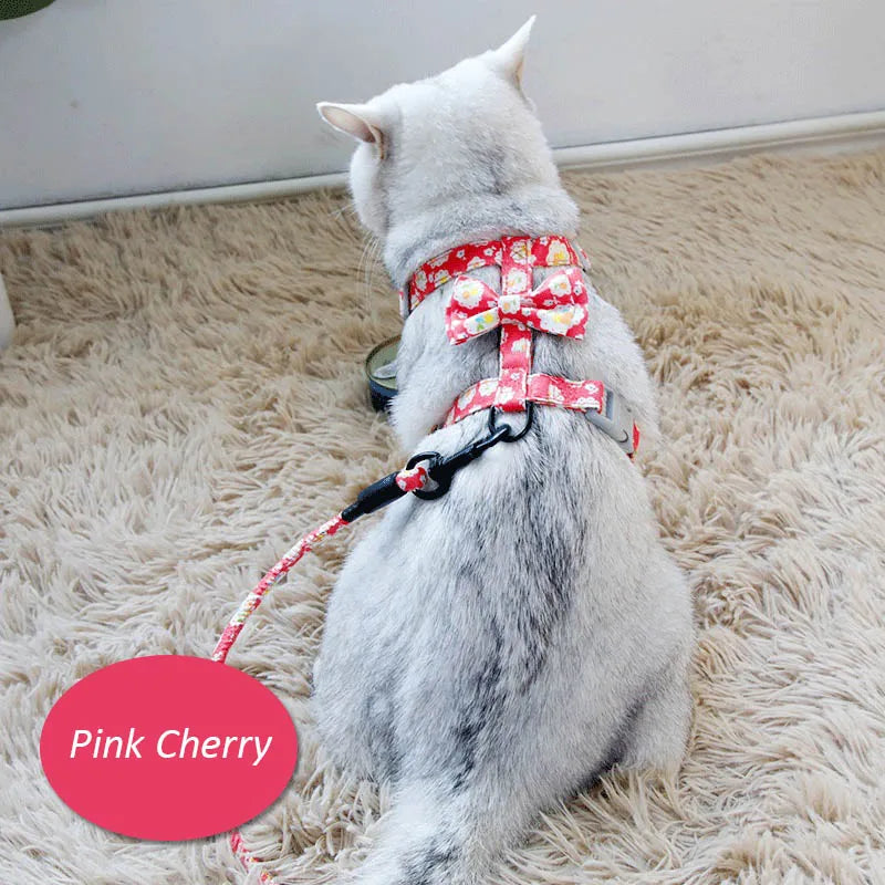 Japanese Cat Harnesses for Cats Adjustable Cat Harness and Leash Pets Accessories for Mascotas Gotas Katten Walking Chain Leads