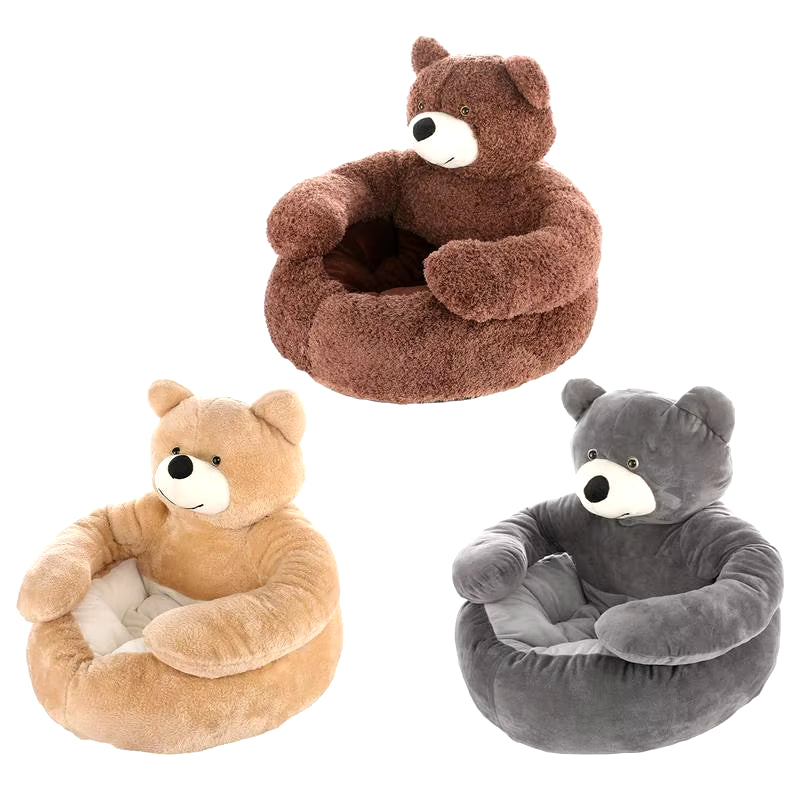 Super Soft Bear Hug Pet Bed - Plush Winter Cushion for Cats & Small Dogs