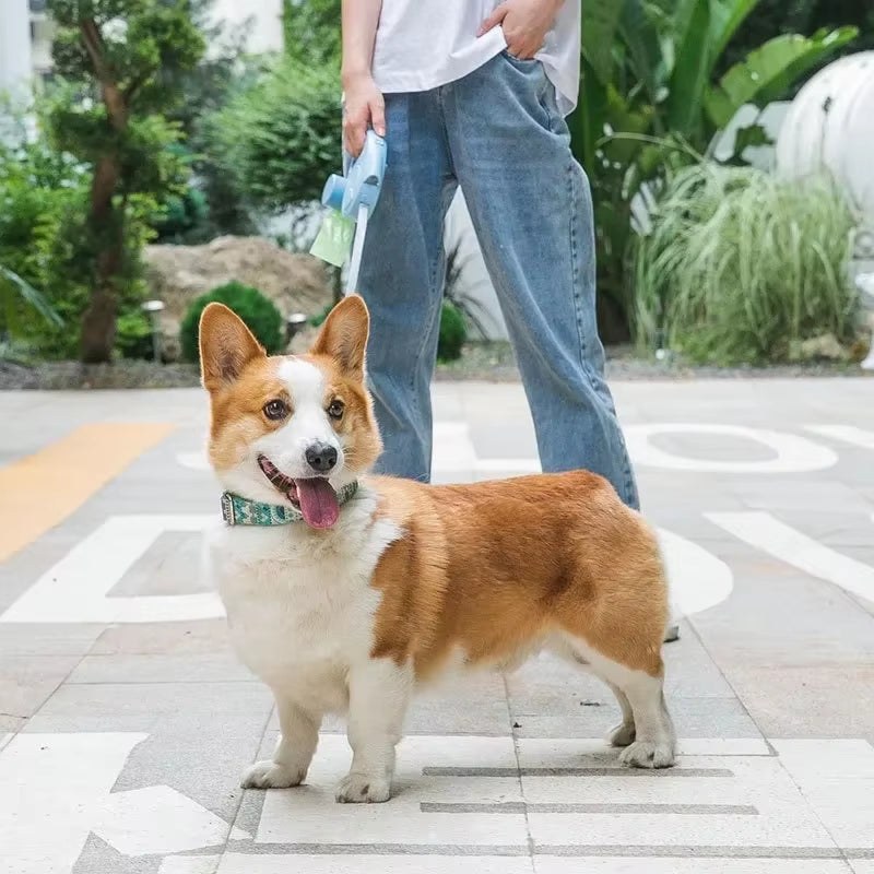 Retractable Dog Leash with Light & Waste Bag - For Small/Medium Dogs