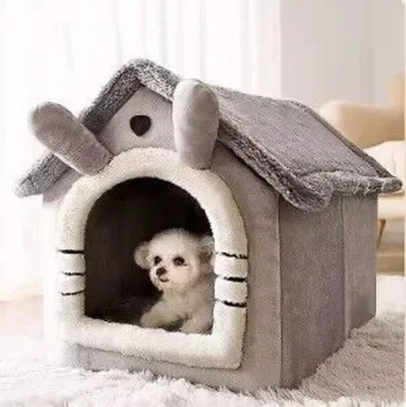 Indoor Soft Dog & Cat Bed House with Removable Cushion - Suitable for All Pet Sizes