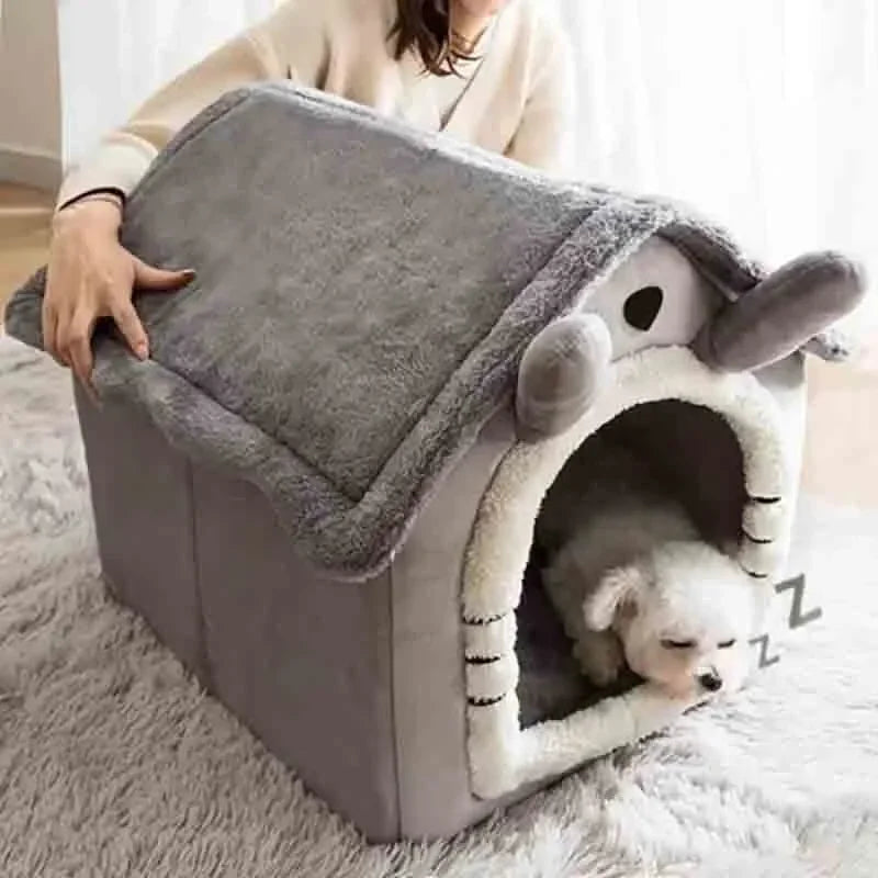 Indoor Soft Dog & Cat Bed House with Removable Cushion - Suitable for All Pet Sizes