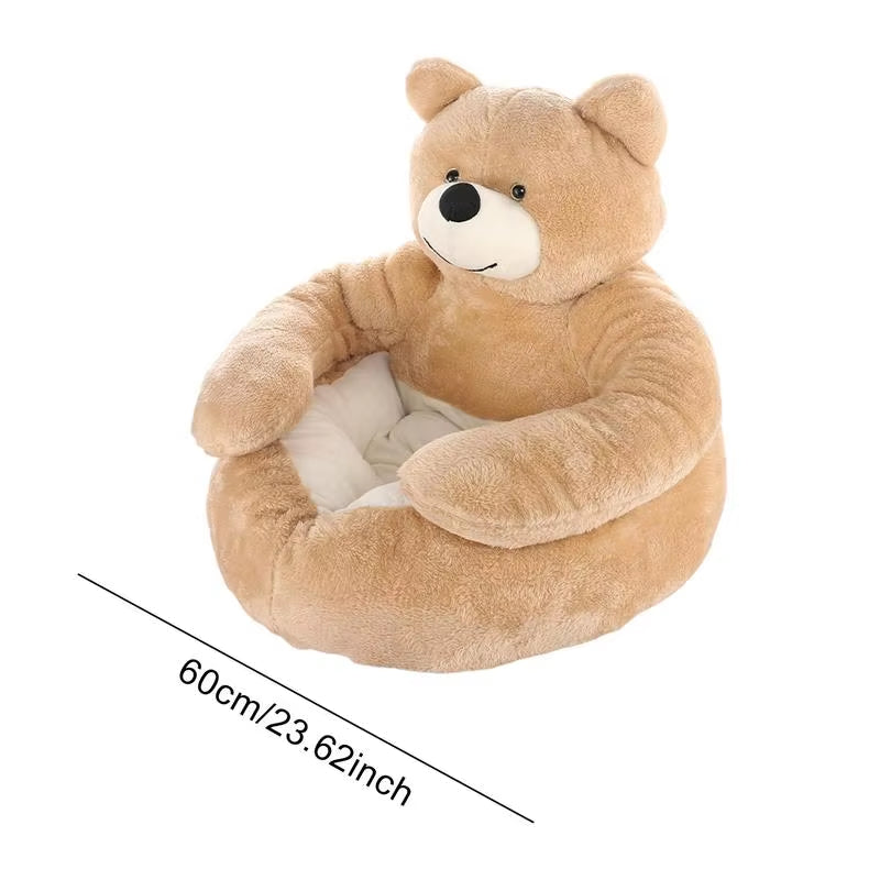 Super Soft Bear Hug Pet Bed - Plush Winter Cushion for Cats & Small Dogs