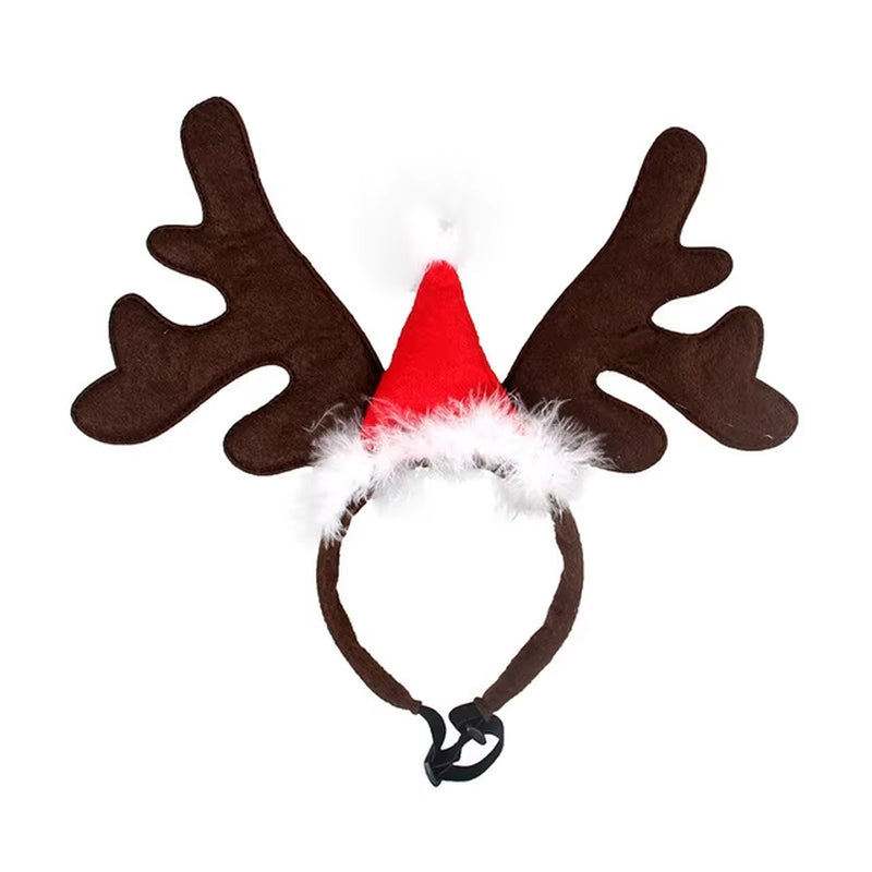 Christmas Dog Costume - Reindeer Antlers & Santa Hat Headband