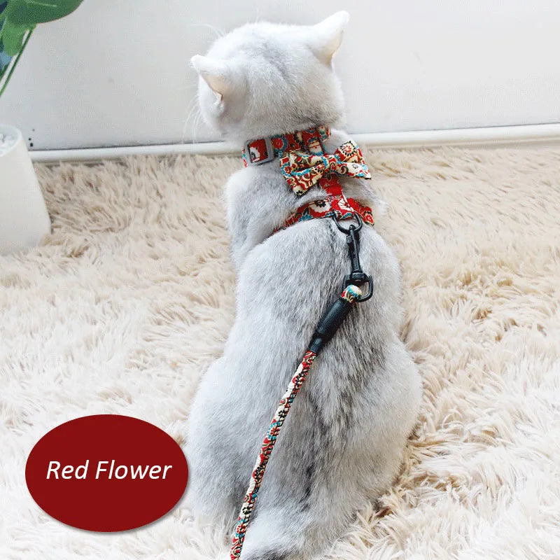 Japanese Cat Harnesses for Cats Adjustable Cat Harness and Leash Pets Accessories for Mascotas Gotas Katten Walking Chain Leads