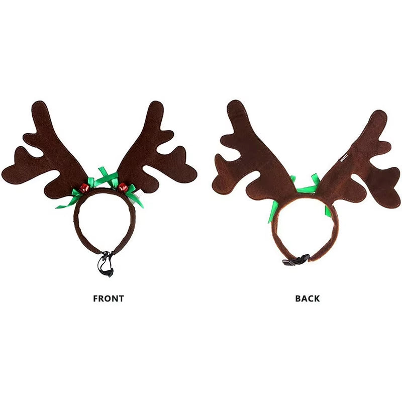 Christmas Dog Costume - Reindeer Antlers & Santa Hat Headband