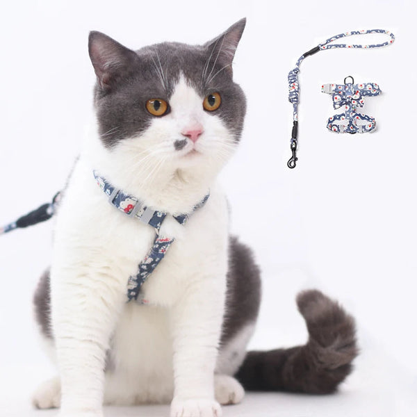 Japanese Cat Harnesses for Cats Adjustable Cat Harness and Leash Pets Accessories for Mascotas Gotas Katten Walking Chain Leads