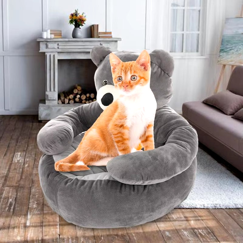 Super Soft Bear Hug Pet Bed - Plush Winter Cushion for Cats & Small Dogs