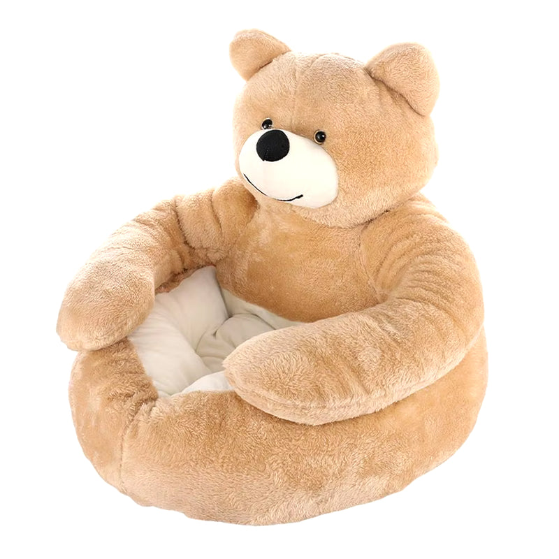 Super Soft Bear Hug Pet Bed - Plush Winter Cushion for Cats & Small Dogs