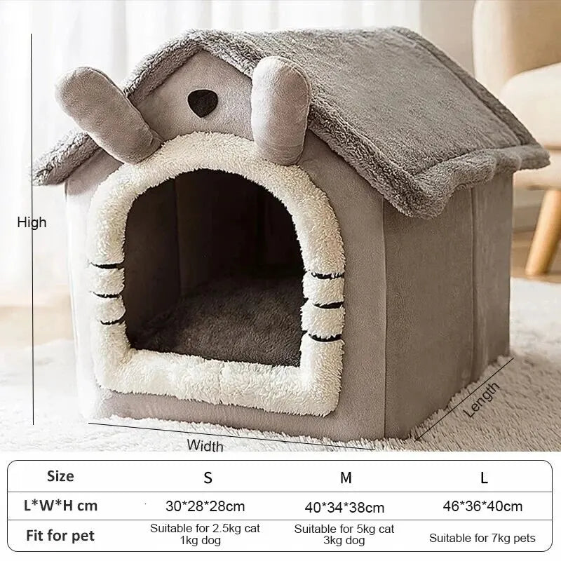 Indoor Soft Dog & Cat Bed House with Removable Cushion - Suitable for All Pet Sizes