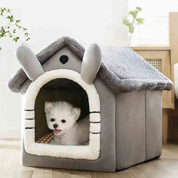 Indoor Soft Dog & Cat Bed House with Removable Cushion - Suitable for All Pet Sizes