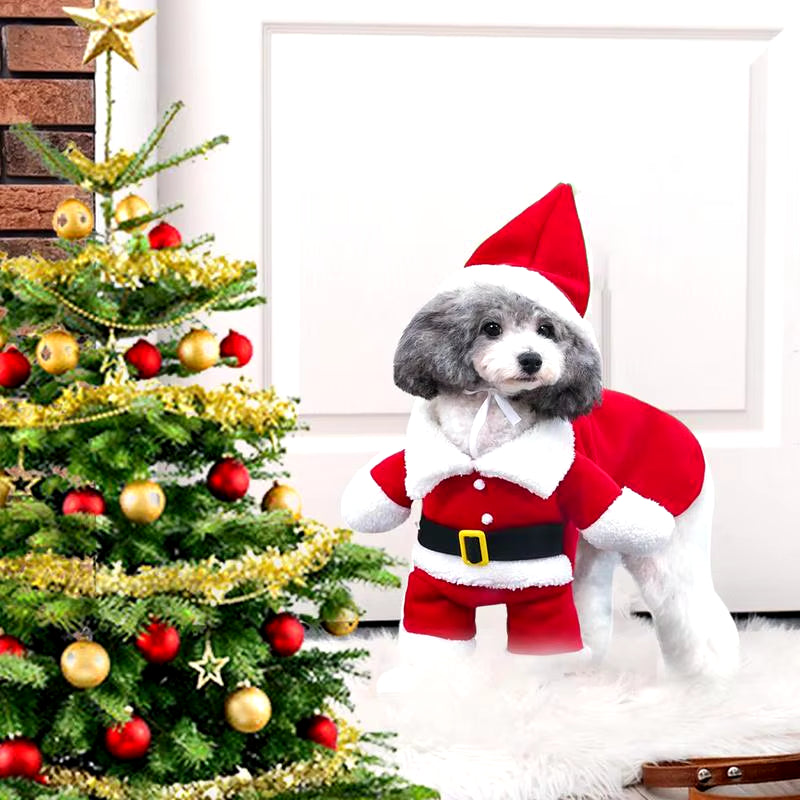 Funny Dog Santa Costume - Christmas & New Year Pet Cosplay Clothes