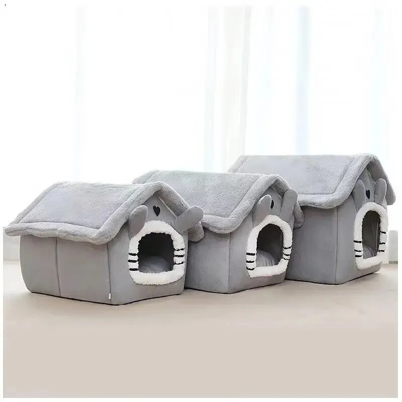 Indoor Soft Dog & Cat Bed House with Removable Cushion - Suitable for All Pet Sizes